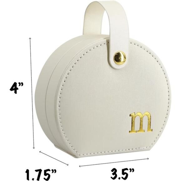 Travel Jewelry Case Half Moon Clutch Personalized Gold Monogram Accessory Box - Picture 3 of 8
